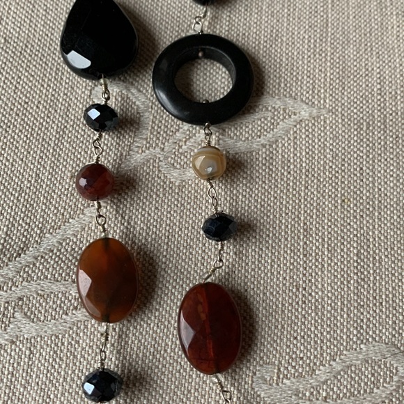 Multi stone gemstone long strand agate onyx quartz 43” necklace 925 strung - Picture 5 of 11